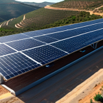 **

"Vast solar panel array in the Algarve region of Portugal, generating clean energy to power a futuristic Hyperloop system. Rolling hills and bright sunshine. Emphasize sustainability and technological advancement."

**
