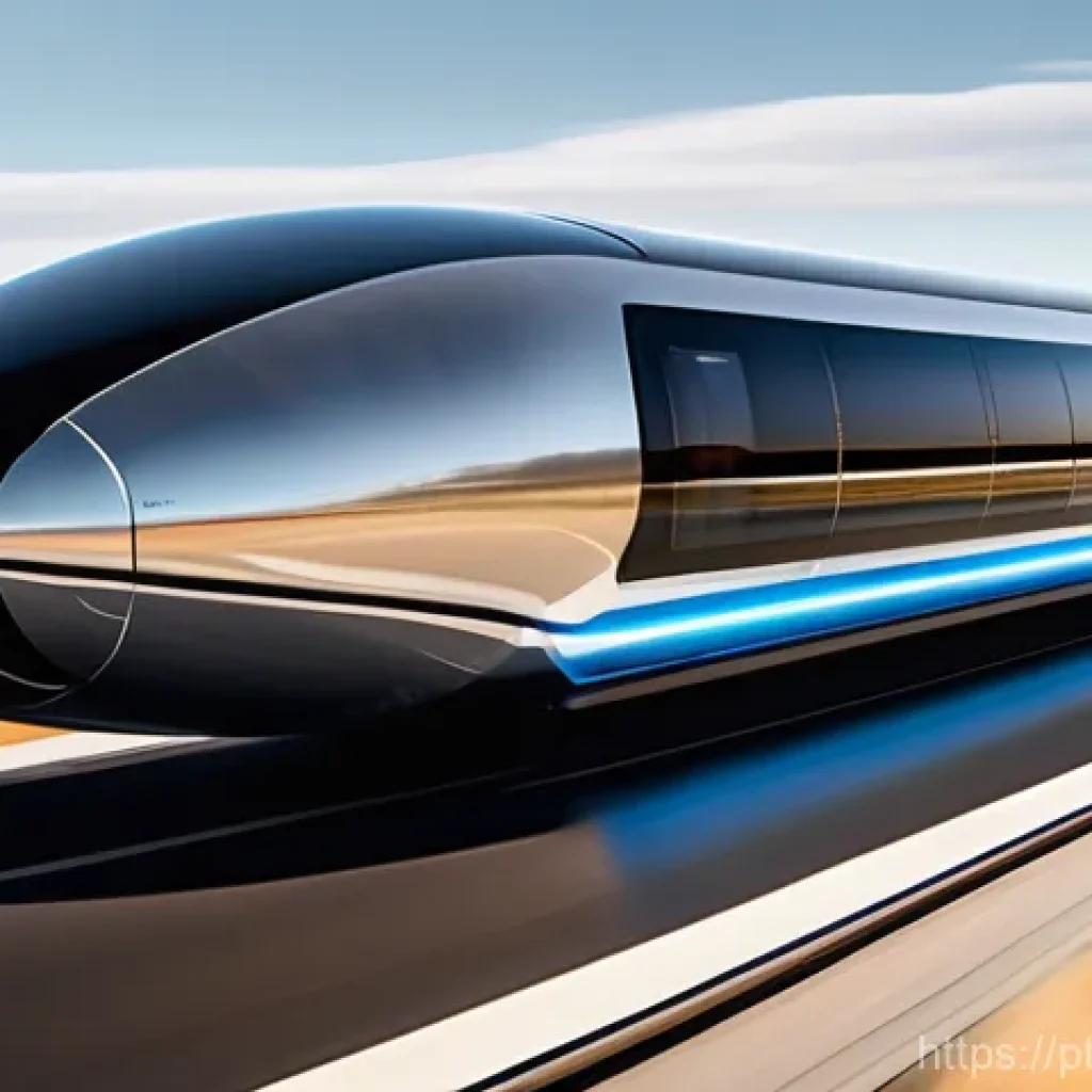 하이퍼루프를 통한 도시 간 이동의 변화 - **Prompt 1: Futuristic Hyperloop Capsule and Infrastructure**
"A sleek, futuristic Hyperloop cap...