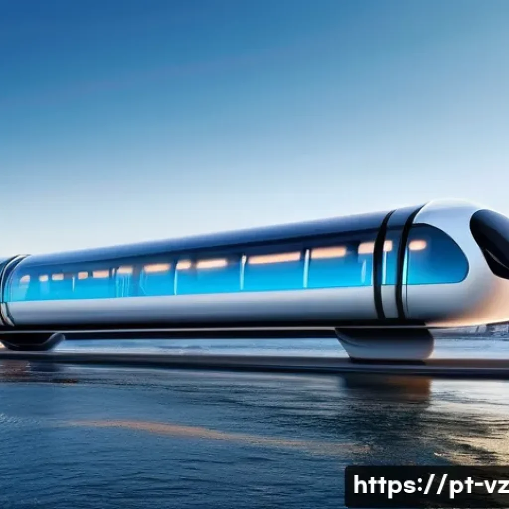 하이퍼루프와 기술 혁신의 관계 - **Prompt 1: Futuristic Portuguese Hyperloop Journey**
"A sleek, ultra-modern Hyperloop capsule, ...