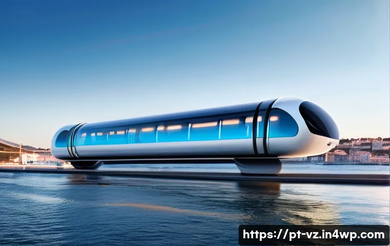 하이퍼루프와 기술 혁신의 관계 - **Prompt 1: Futuristic Portuguese Hyperloop Journey**
"A sleek, ultra-modern Hyperloop capsule, ...