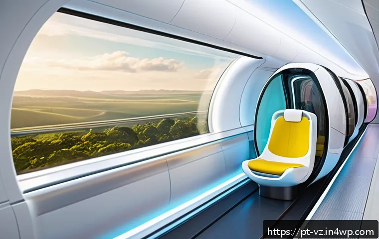 하이퍼루프 교통의 설계 및 엔지니어링 전략 - A futuristic Hyperloop pod interior designed for Brazilian passengers, featuring ergonomic seats wit...