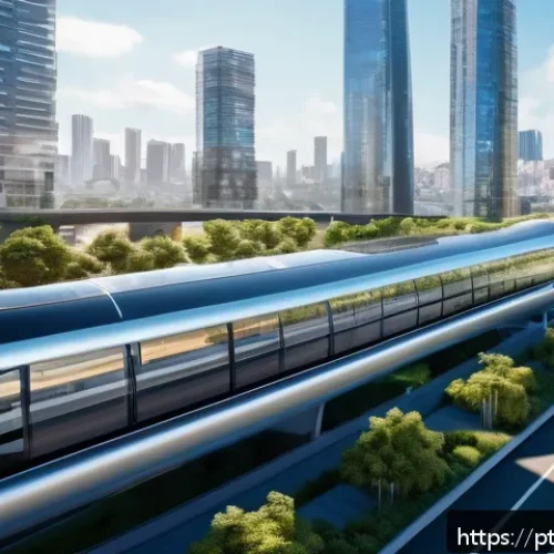 Home 17 하이퍼루프의 사회적 영향과 혜택 - A futuristic Hyperloop station integrated into a bustling Brazilian cityscape, featuring sleek, elev...